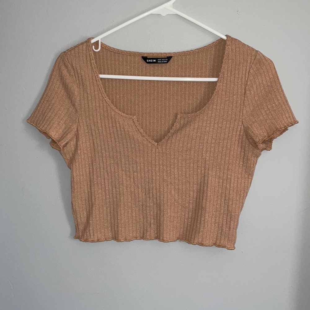 shein cropped brown shirt